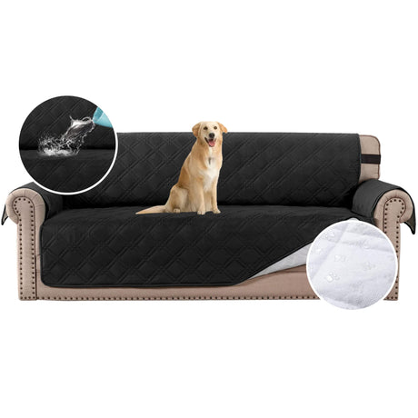 PrimeBeau 100% Waterproof Sofa Cover Protector | Couch Slipcover for 3 Cushion Couch | Non Slip Backing, Adjustable Strap | 5-Layers Material | Fits Seat Width up to 68"