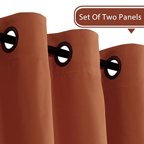 PrimeBeau Blackout Essential Grommet Thermal Curtain 2 Panels, W52" Long