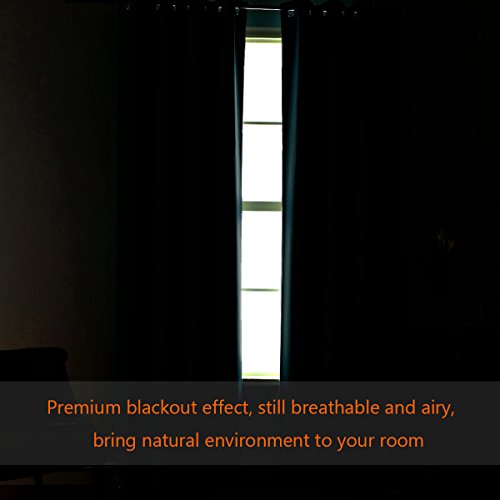 PrimeBeau Blackout Essential Grommet Thermal Curtain 2 Panels, W52" Long