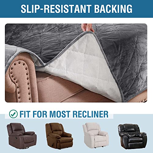 PrimeBeau Thick Velvet Quilted Recliner Covers for Recliner Chair - Luxurious Protection