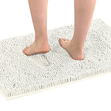 PrimeBeau Luxury Chenille Bath Mat (1 Piece with PVC Back) - Extra Soft, Absorbent, Non-Slip, Quick Dry, Washable