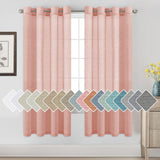 PrimeBeau Faux Linen Semi-Sheer Curtains - Set of 2 Panels, 52 Series Medium Length