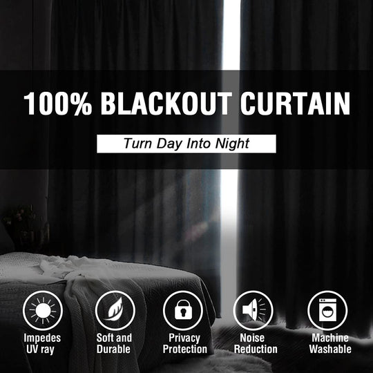 PrimeBeau 100% Blackout Grommet Curtain Draper Set of 2 Panels 52 Series