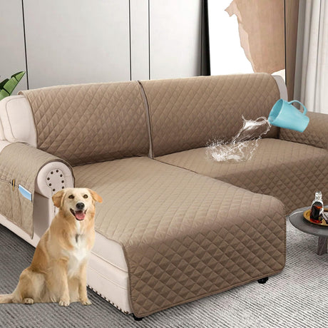 PrimeBeau 100% Waterproof Sectional Couch Covers 2-Piece Couch Cover L Shape Sofa Covers Washable for Dogs Non Slip (Loveseat）