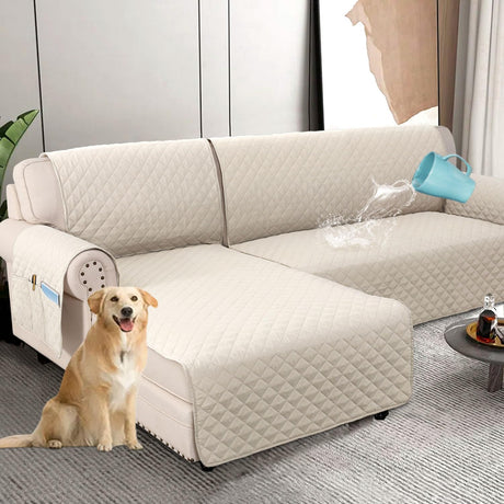 PrimeBeau 100% Waterproof Sectional Couch Covers 2-Piece Couch Cover L Shape Sofa Covers Washable for Dogs Non Slip (Sofa）