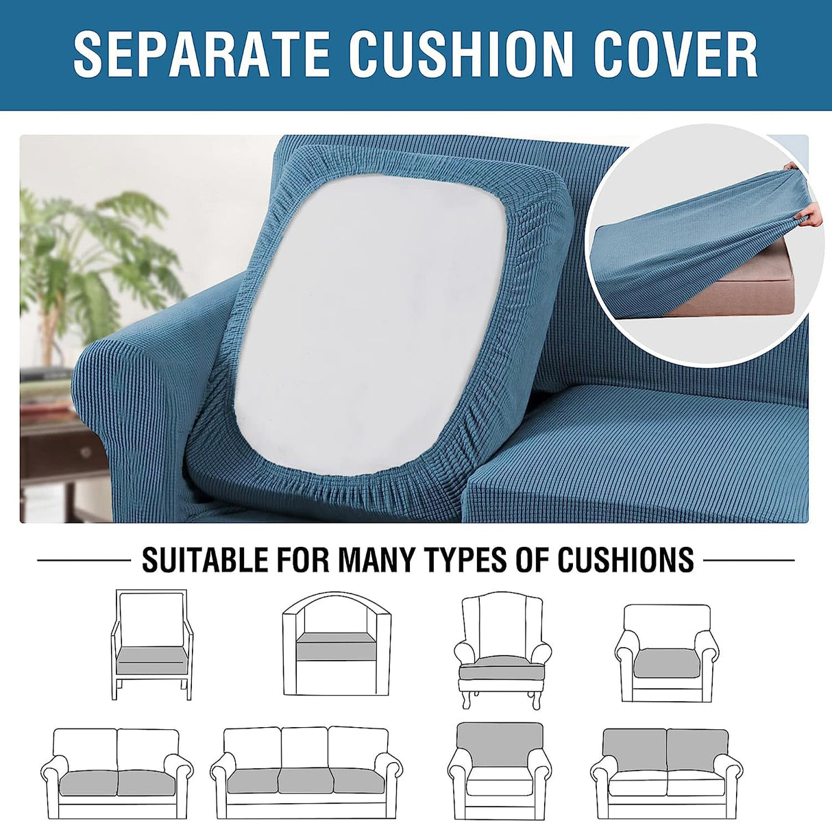 PrimeBeau Thicker Jacquard Fabric 3 Pieces Loveseat & Oversize Loveseat Covers for 2 Cushion Sofa Couch Slipcovers (Base Cover Plus 2 Seat Cushion Covers)