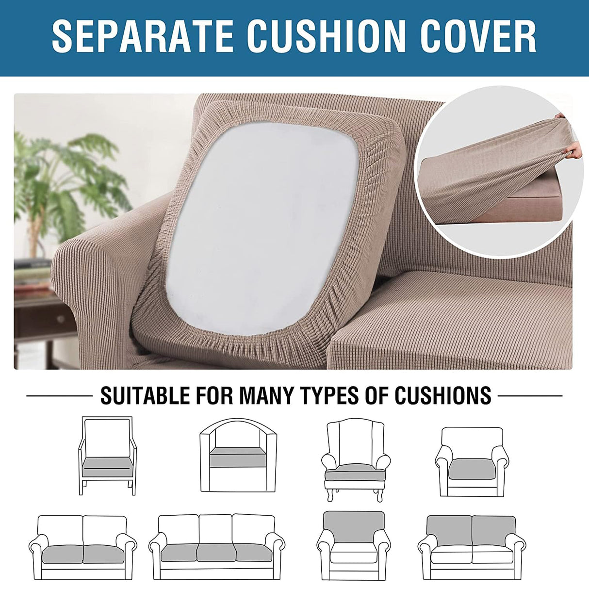 PrimeBeau Thicker Jacquard Fabric 3 Pieces Loveseat & Oversize Loveseat Covers for 2 Cushion Sofa Couch Slipcovers (Base Cover Plus 2 Seat Cushion Covers)