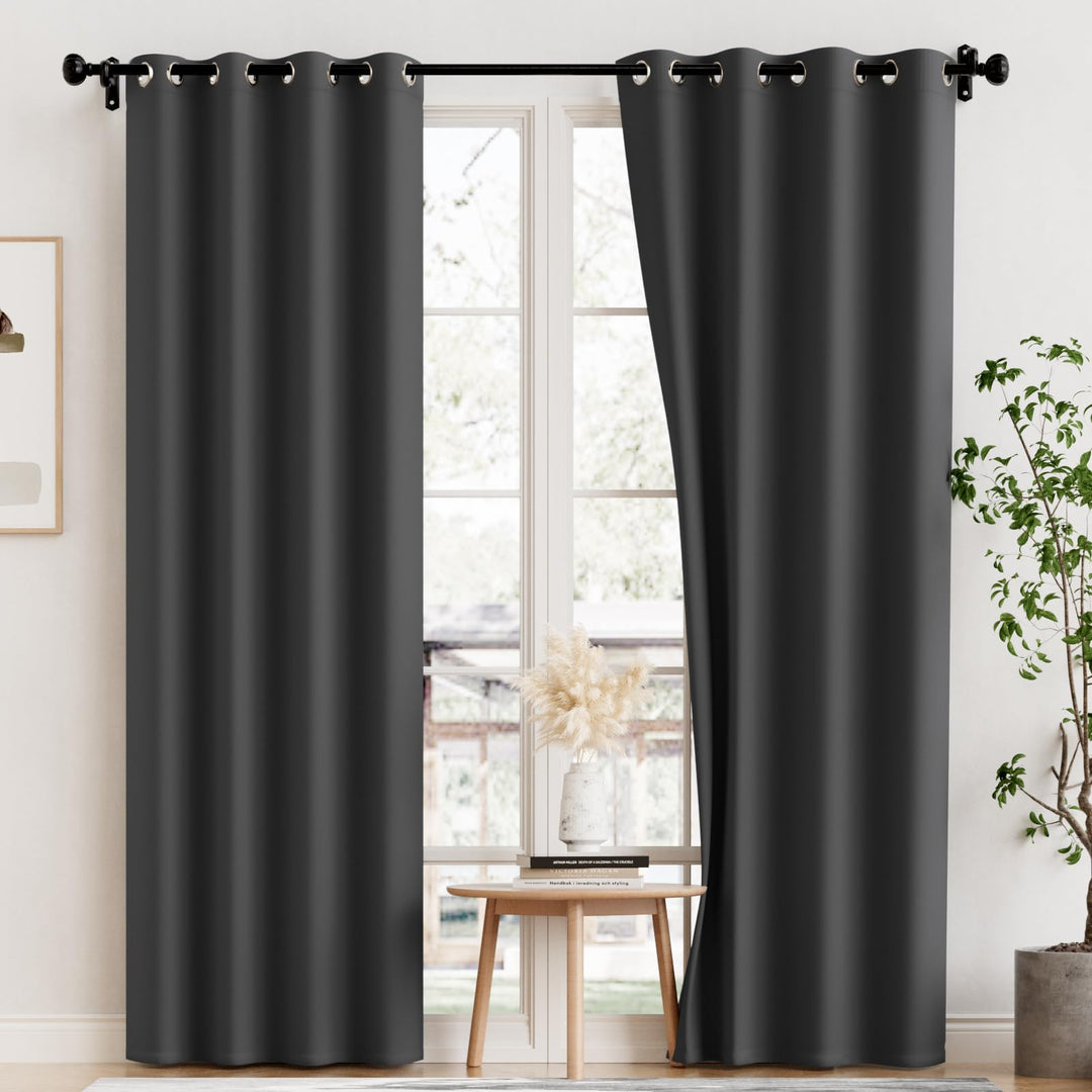 PrimeBeau 100% Blackout Grommet Curtain Draper Set of 2 Panels 52 Series