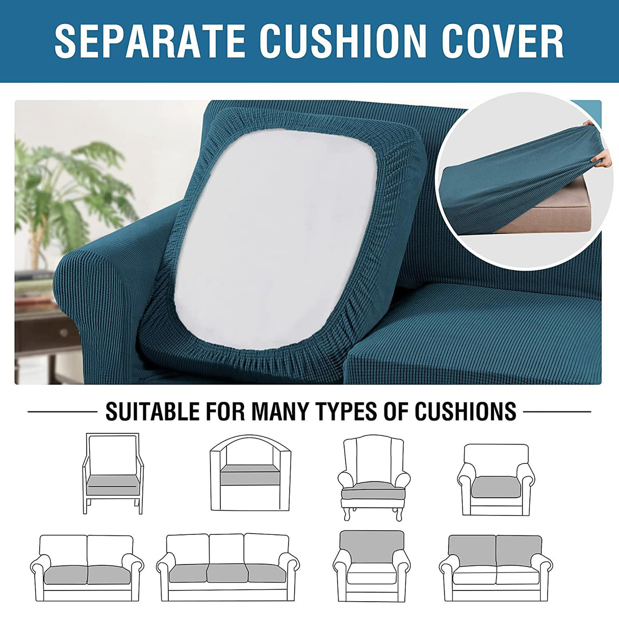 PrimeBeau Thicker Jacquard Fabric 3 Pieces Loveseat & Oversize Loveseat Covers for 2 Cushion Sofa Couch Slipcovers (Base Cover Plus 2 Seat Cushion Covers)