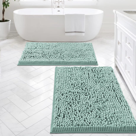 PrimeBeau Luxury Chenille U Shaped Bathroom Rug Sets -Absorbent,Washable,Dry Fast Area Carpet Mats 2 Pieces