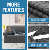 PrimeBeau Spiral Jacquard Couch Covers for 3 Cushion Couch - Set of 5 | Anti-Slip Furniture Protector