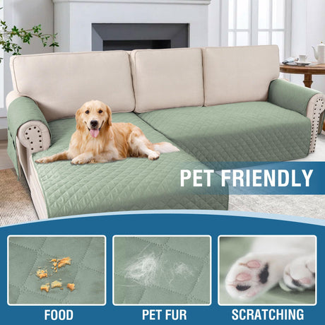 PrimeBeau 2 Piece L Shaped Couch Covers for Sectional Loveseat Couch Cover with Chaise Lounge 100% Waterproof Furniture Covers for Pets