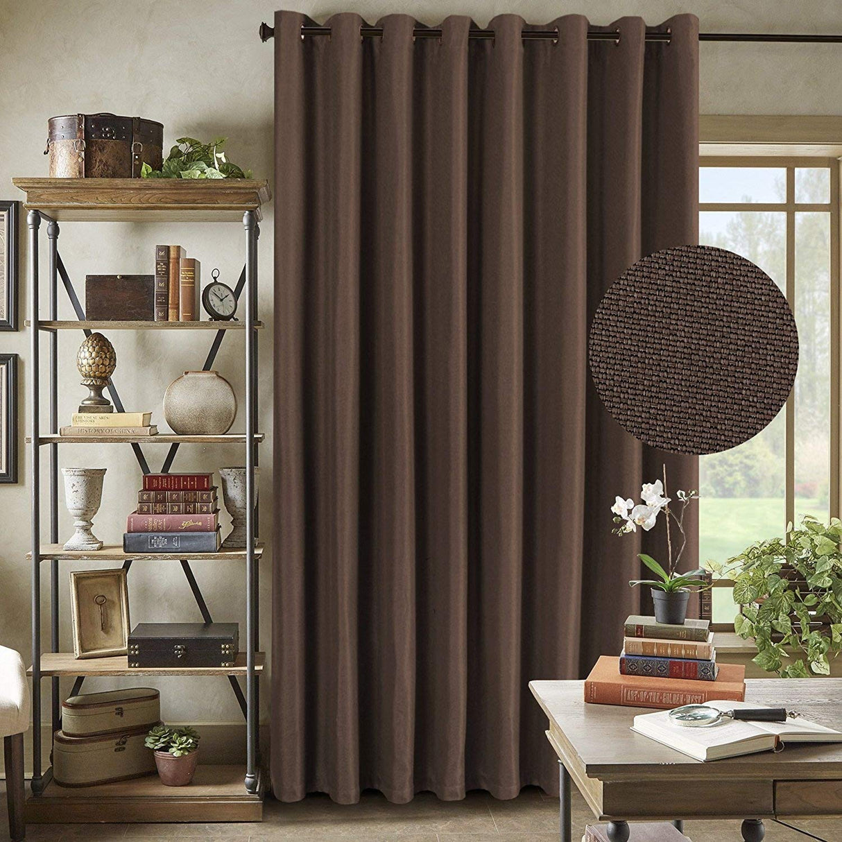 PrimeBeau Faux Linen Room Darkening/Room Dividing Curtain Draper Extra Wide & Long