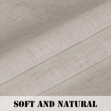 PrimeBeau Natural Linen Mix Tab Top Curtains, Light Filtering Panels (Set of 2)