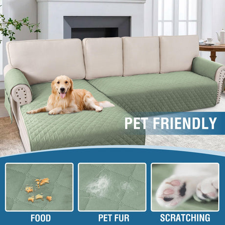 PrimeBeau 2 Piece L Shaped Couch Covers for Sectional Sofa Couch Cover with Chaise Lounge 100% Waterproof Furniture Covers for Pets
