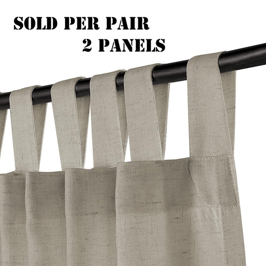 PrimeBeau Natural Linen Mix Tab Top Sheer Curtains (Set of 2) 52 Series