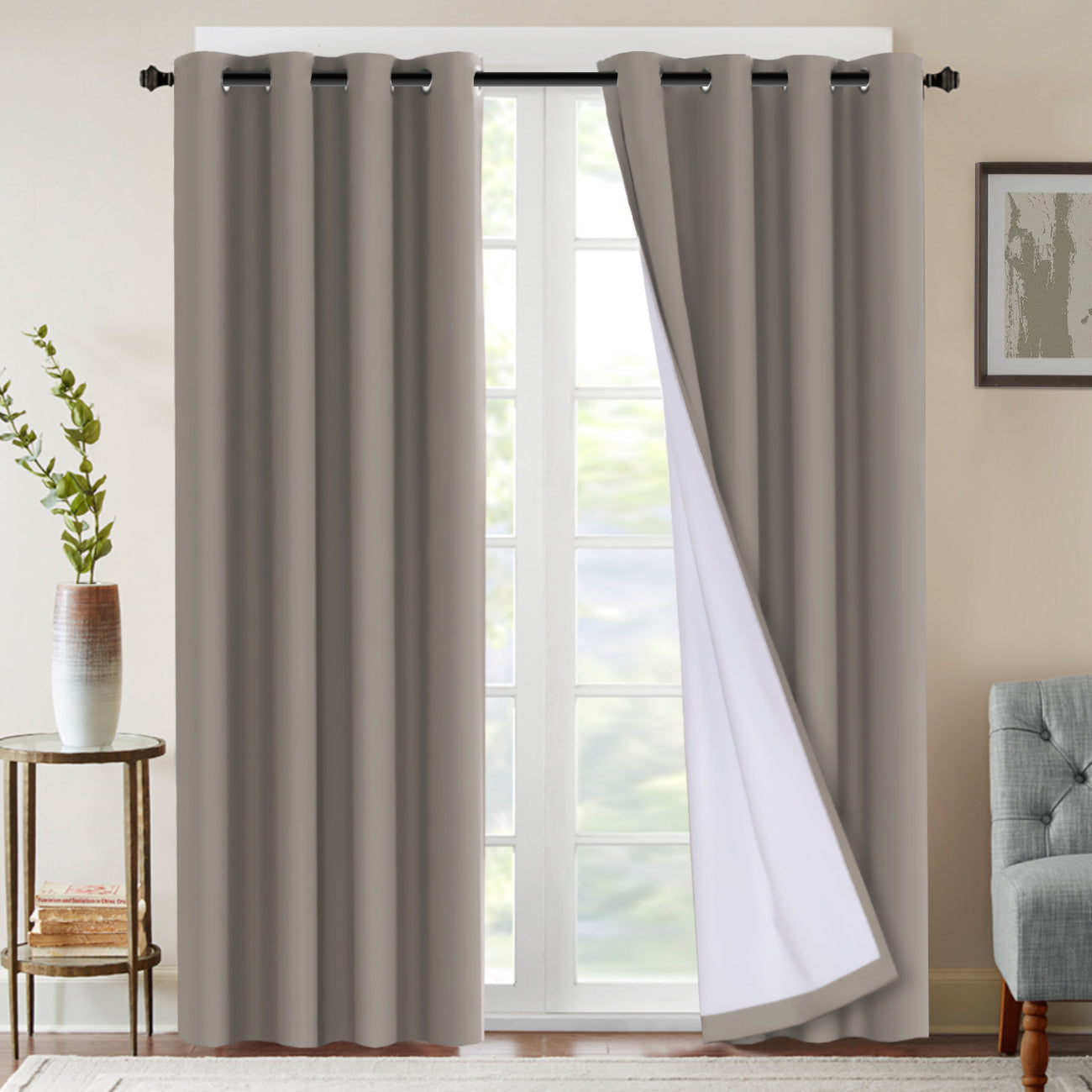 100% Blackout Curtains Full Light Blocking Curtain Draperies for Bedroom/Living Room 52'' x 84''