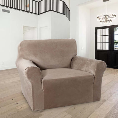 1-Piece Luxury Velvet 1-Seater Armchair Stretch Slipcover