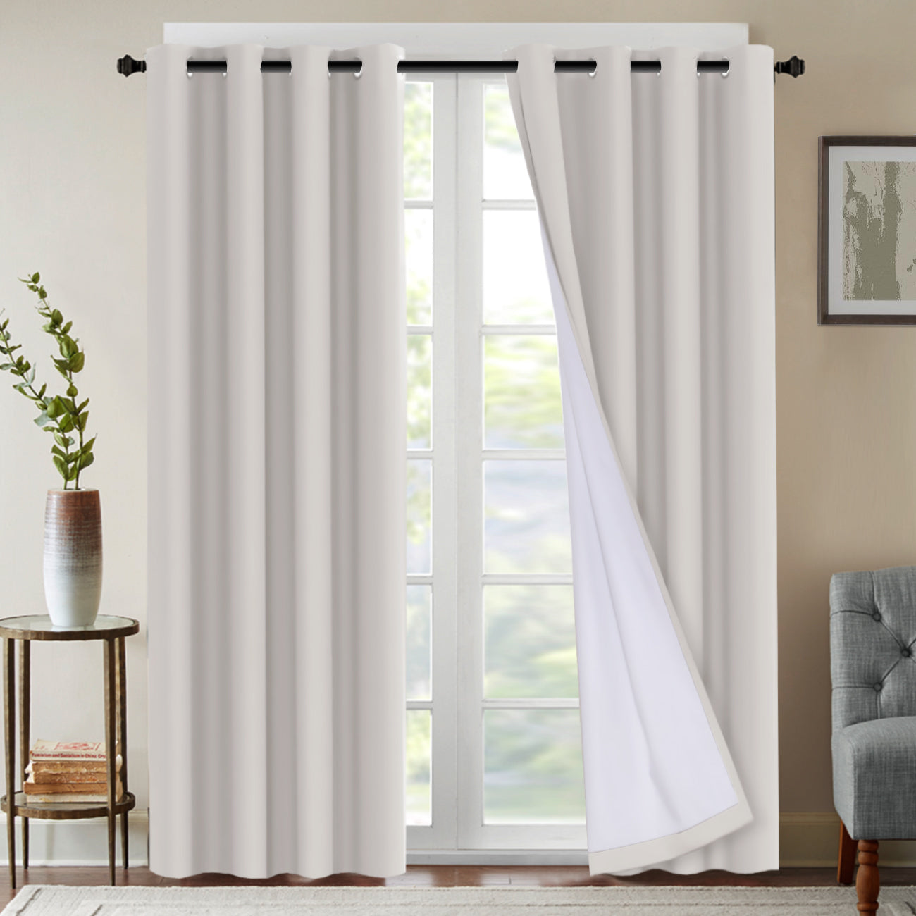 100% Blackout Curtains Full Light Blocking Curtain Draperies for Bedroom/Living Room 52'' x 108''