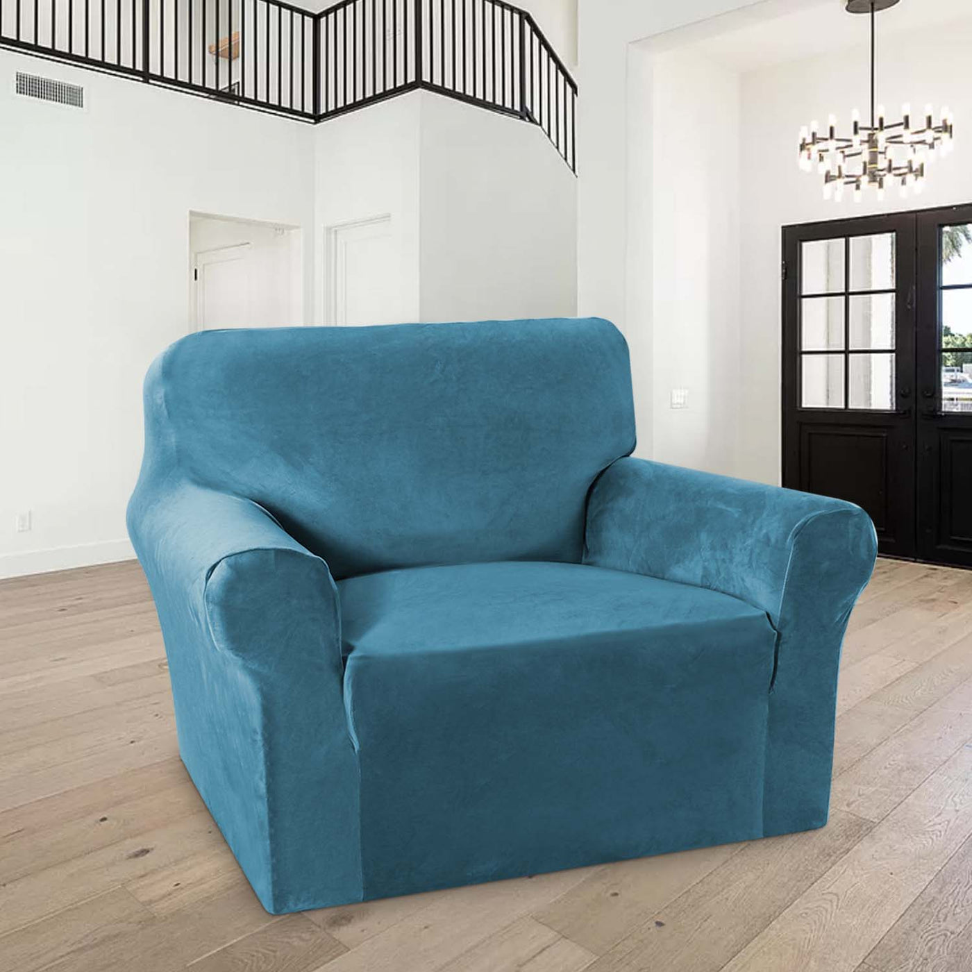 1-Piece Luxury Velvet 1-Seater Armchair Stretch Slipcover