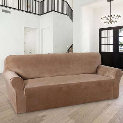 1-Piece Luxury Velvet 4 Seater Stretch Sofa Slipcover