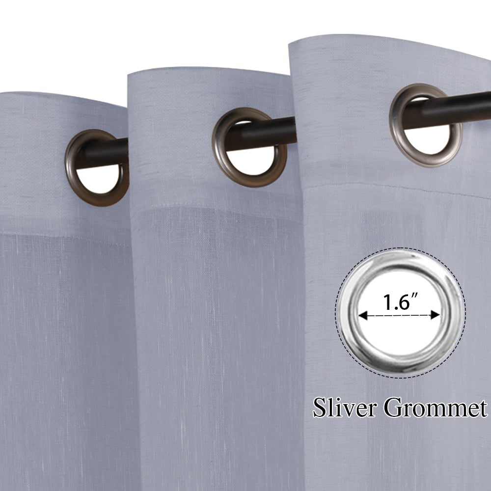 Grommet Semi Sheer Linen Draperies W52“ x L96" Set of 2 Panels
