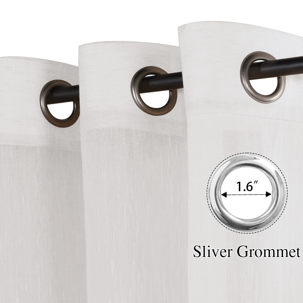 Grommet Semi Sheer Linen Draperies W52“ x L84" Set of 2 Panels