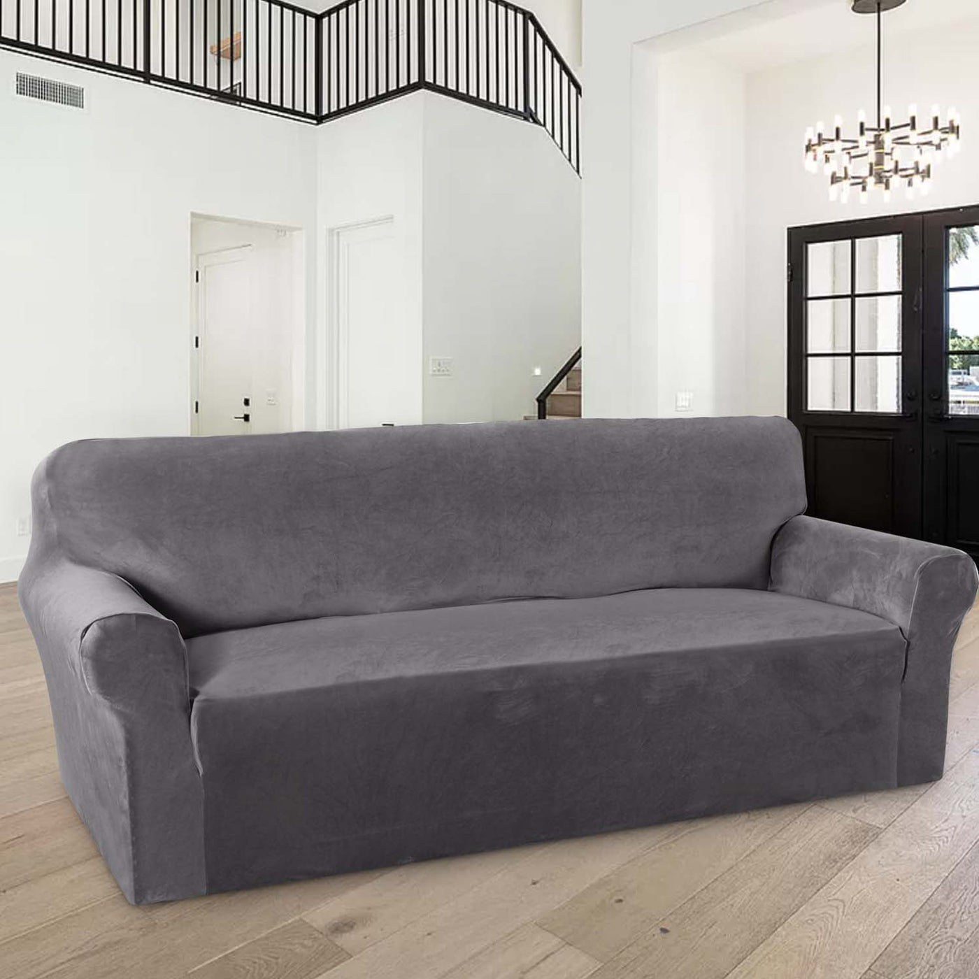 1-Piece Luxury Velvet 4 Seater Stretch Sofa Slipcover