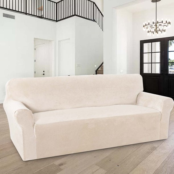 1-Piece Luxury Velvet 3 Seater Stretch Sofa Slipcover