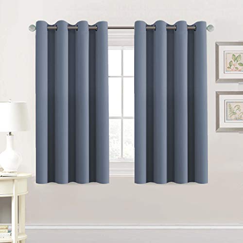 H.VERSAILTEX Premium Blackout Thermal Insulated Room Darkening Curtains for Bedroom/Living Room - Classic Grommet Top (2 Panels, Stone Blue, 52 Inch by 54 Inch)