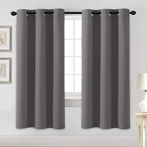 H.VERSAILTEX Blackout Curtains for Bedroom Thermal Insulated Room Darkening Living Room Curtains 72 Inch Long Grommet Privacy Protection Window Curtain Panels/Drapes for Nursery, 2 Panels, Grey