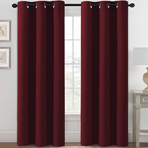 H.VERSAILTEX Blackout Curtains for Bedroom Thermal Insulated Room Darkening Living Room Curtains 84 Inch Long Grommet Privacy Protection Window Curtain Panels/Drapes for Nursery, 2 Panels, Burgundy
