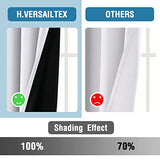 H.VERSAILTEX 100% Blackout Curtains for Bedroom Thermal Insulated Curtains & Drapes Blackout Curtains 63 Inches Long Rod Pocket Curtains for Living Room with Black Liner 2 Panels Set, Bleached White