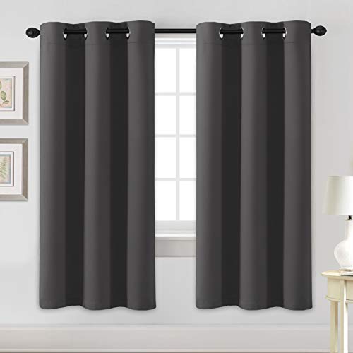 Blackout Curtains for Bedroom Thermal Insulated Room Darkening Living Room Curtains 72 Inch Long Grommet Privacy Protection Window Curtain Panels/Drapes for Nursery, 2 Panels, Charcoal Grey