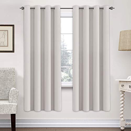 H.VERSAILTEX Premium Blackout Thermal Insulated Room Darkening Curtains for Bedroom/Living Room - Classic Grommet Top (2 Panels, Stone, 52 Inch by 72 Inch)