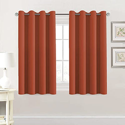 H.VERSAILTEX Premium Blackout Thermal Insulated Room Darkening Curtains for Bedroom/Living Room - Classic Grommet Top (2 Panels, Burnt Orange, 52 Inch by 54 Inch)
