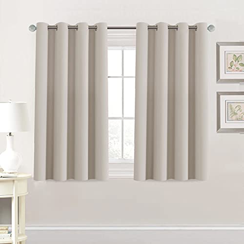 H.VERSAILTEX Premium Blackout Thermal Insulated Room Darkening Curtains for Bedroom/Living Room - Classic Grommet Top (2 Panels, Natural, 52 Inch by 45 Inch)