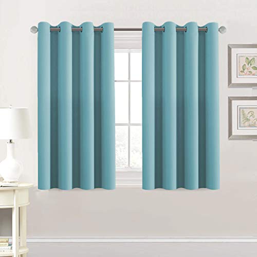 H.VERSAILTEX Premium Blackout Thermal Insulated Room Darkening Curtains for Bedroom/Living Room - Classic Grommet Top (2 Panels, Aqua, 52 Inch by 45 Inch)