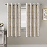 Luxury Velvet Curtains 63 Inches Long Thermal Insulated Blackout Curtains for Bedroom Foil Print Thick Soft Velvet Grommet Curtain Drapes for Living Room Vintage Home Decor, 2 Panels, Ivory