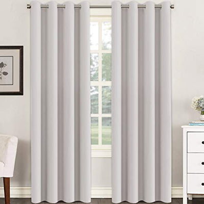 H.VERSAILTEX Premium Blackout Thermal Insulated Room Darkening Curtains for Bedroom/Living Room - Classic Grommet Top (2 Panels, Stone, 52 Inch by 96 Inch)