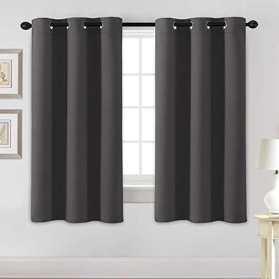 Blackout Curtains for Bedroom Thermal Insulated Room Darkening Living Room Curtains 63 Inch Long Grommet Privacy Protection Window Curtain Panels/Drapes for Nursery, 2 Panels, Charcoal Grey