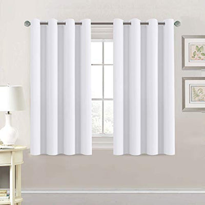 H.VERSAILTEX Thermal Insulated Room Darkening White Curtains for Bedroom/Living Room - Classic Grommet Top (2 Panels, 52 Inch by 54 Inch)