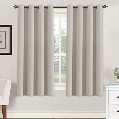 H.VERSAILTEX Premium Blackout Thermal Insulated Room Darkening Curtains for Bedroom/Living Room - Classic Grommet Top (2 Panels, Natural, 52 Inch by 63 Inch)