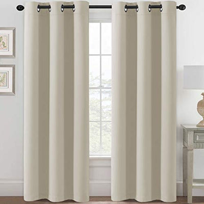 H.VERSAILTEX Blackout Curtains for Bedroom Thermal Insulated Room Darkening Living Room Curtains 84 Inch Long Grommet Privacy Protection Window Curtain Panels/Drapes for Nursery, 2 Panels, Cream
