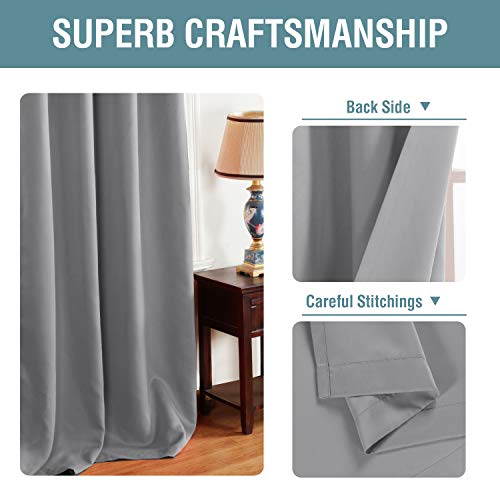 H.VERSAILTEX Grey Blackout Curtains for Bedroom Thermal Insulated Room Darkening Blackout Curtain Panel for Door, Window Panel Drapes - 1 Panel - 52 inch Wide by 84 inch Long, Dove Gray, Grommet Top