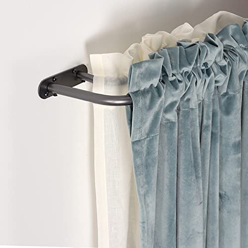 H.VERSAILTEX Double Curtain Rods for Windows 52 to 72 Inch Wrap Around Indoor / Outdoor Double Curtain Rods for Blackout Curtains, Suit for Grommet and Rod Pocket, Gunmetal