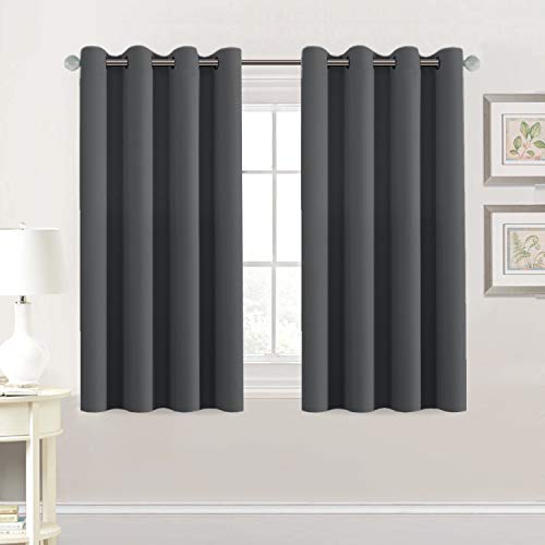 H.VERSAILTEX Premium Blackout Thermal Insulated Room Darkening Curtains for Bedroom/Living Room - Classic Grommet Top (2 Panels, Charcoal Gray, 52 Inch by 54 Inch)
