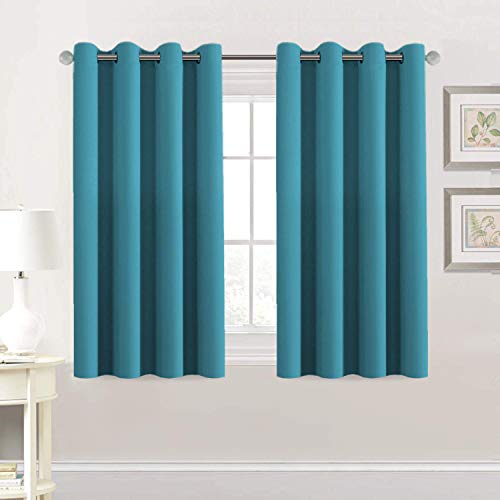 H.VERSAILTEX Premium Blackout Thermal Insulated Room Darkening Curtains for Bedroom/Living Room - Classic Grommet Top (2 Panels, Turquoise Blue, 52 Inch by 54 Inch)