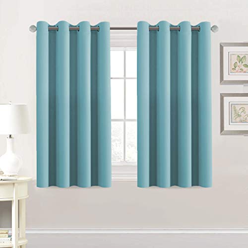 H.VERSAILTEX Premium Blackout Thermal Insulated Room Darkening Curtains for Bedroom/Living Room - Classic Grommet Top (2 Panels, Aqua, 52 Inch by 54 Inch)