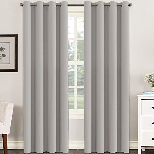 H.VERSAILTEX Premium Blackout Thermal Insulated Room Darkening Curtains for Bedroom/Living Room - Classic Grommet Top (2 Panels, Taupe, 52 Inch by 96 Inch)